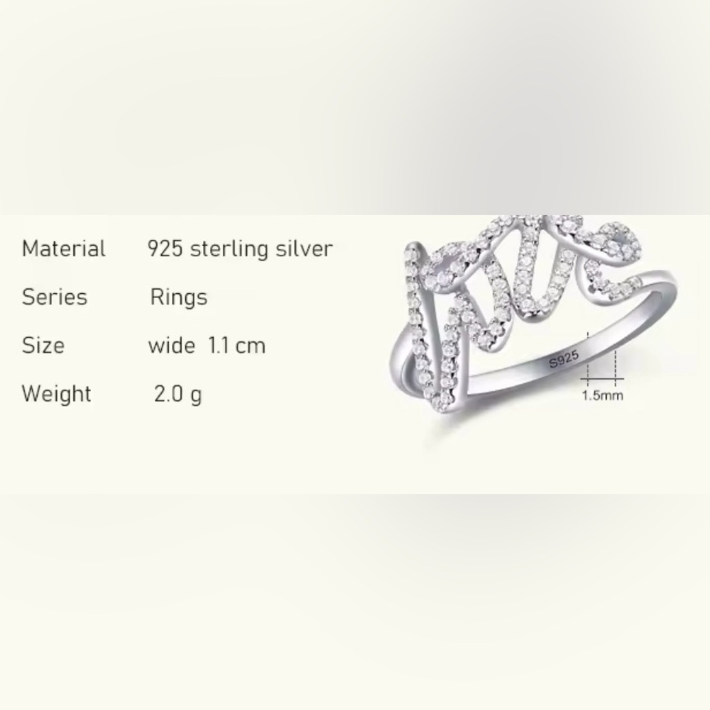 Silver Love Script Ring - Picture 3 of 5